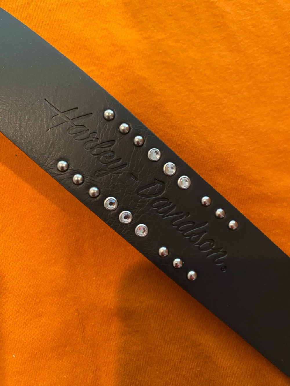 Harley-Davidson Black Studded Leather Belt with Silver Accents - Picture 2 of 4